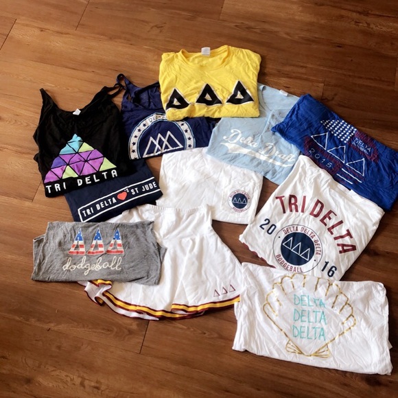 Tops - Delta Delta Delta shirts, tanks, and skirt